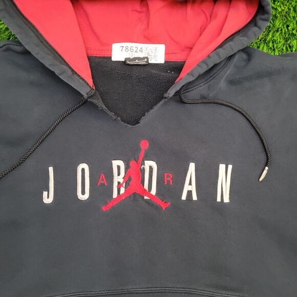 Vintage Air Jordan Terry Hoodie Large 25x27 Baggy Faded Black - Picture 3 of 12